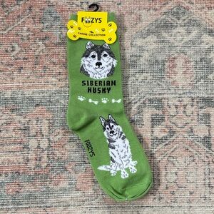 Foozys Green Siberian Husky Socks